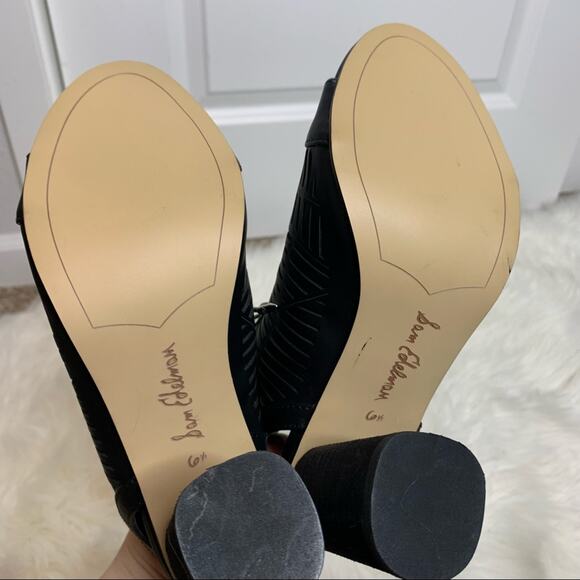 Sam Edelman Rocco Black Vegan Leather Cut Out Peep Toe Sandals Size 6.5 - Picture 7 of 7